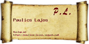 Paulics Lajos névjegykártya